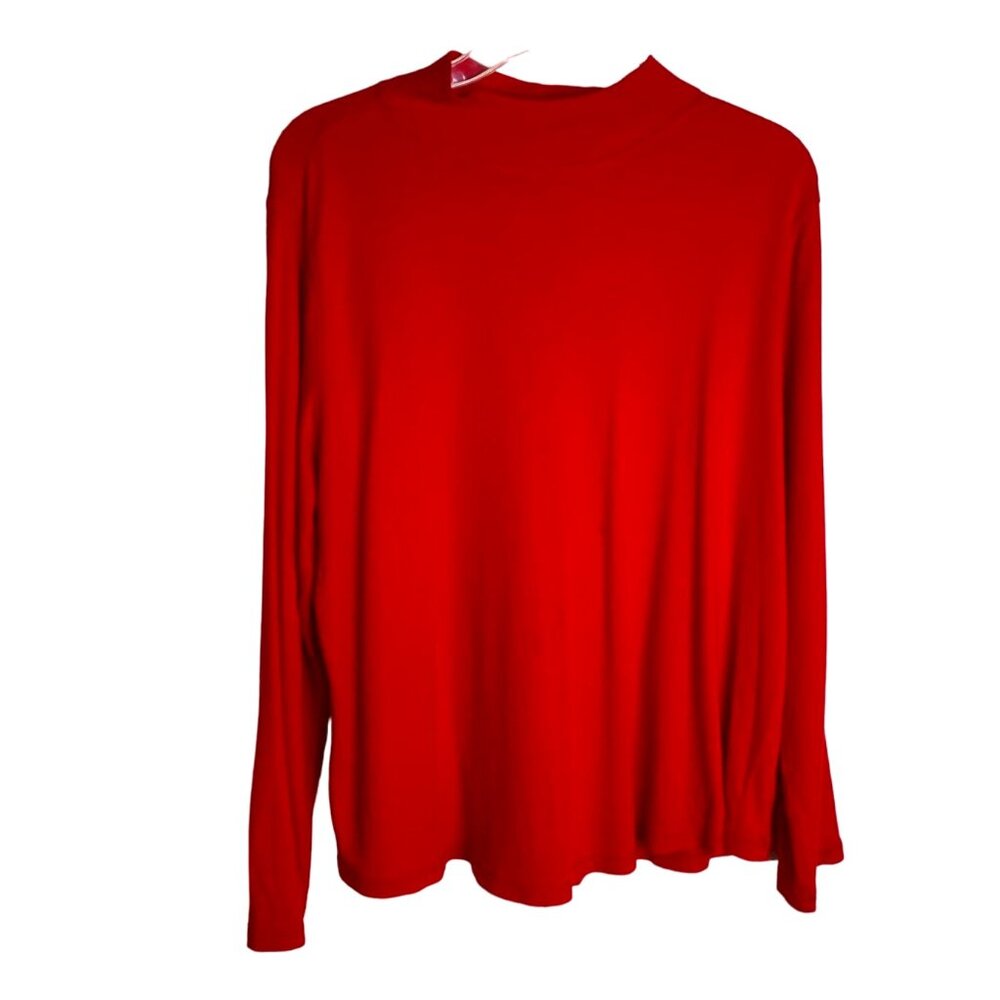 Westbound Woman Red Mock Turtleneck Long Sleeve Modal Knit Top Size 2X Capsule
